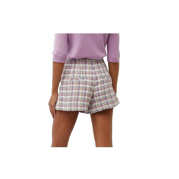 Veronica Beard Inara lavender lilac multi plaid tweed shorts size 2 - Picture 4 of 14